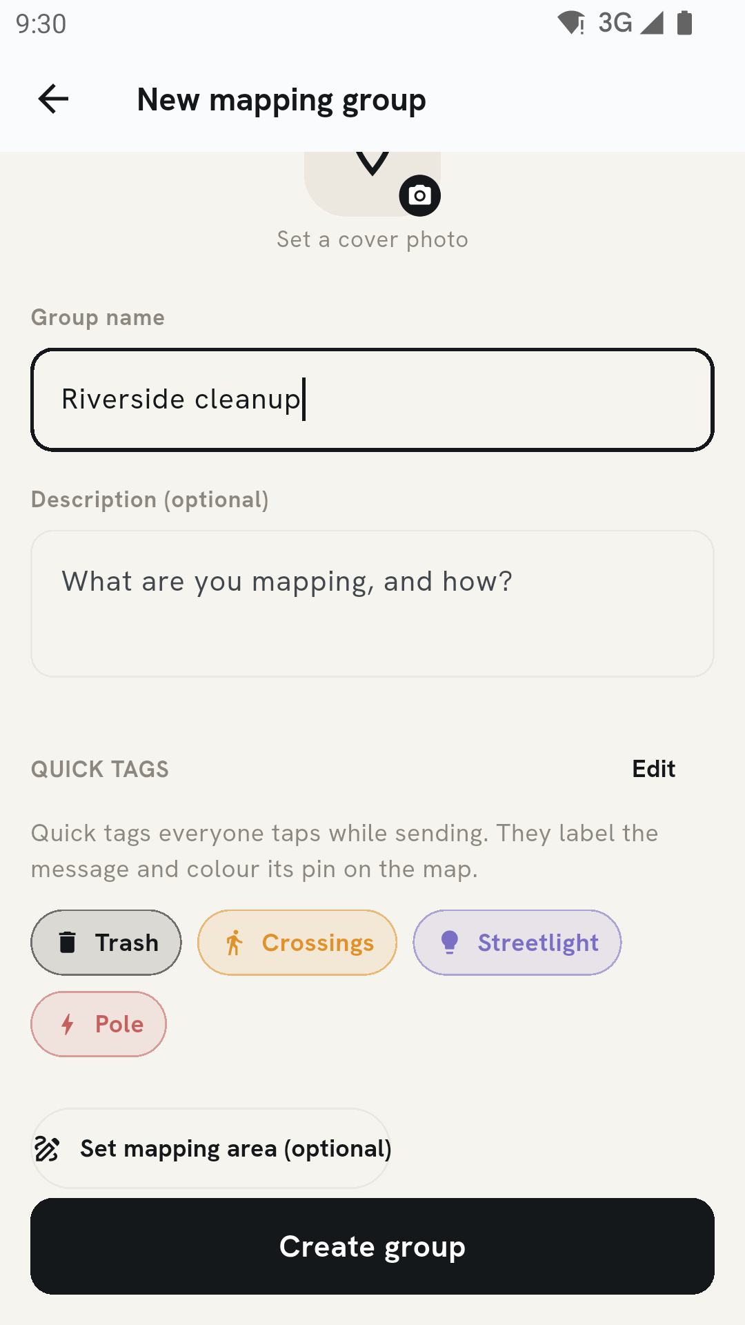 Creating a mapping group