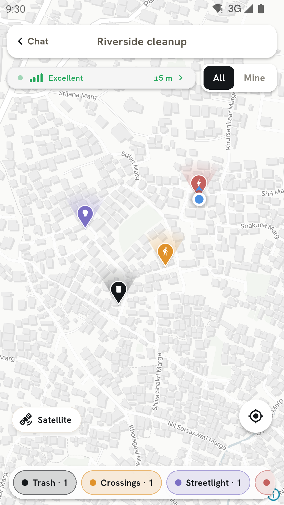 The group map with tagged pins